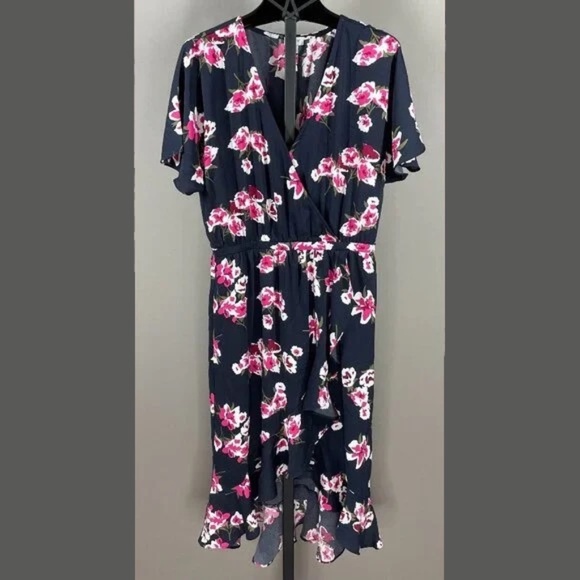 J Crew Dress Womens Small blue pink floral midi sheath preppy classic - Picture 1 of 8